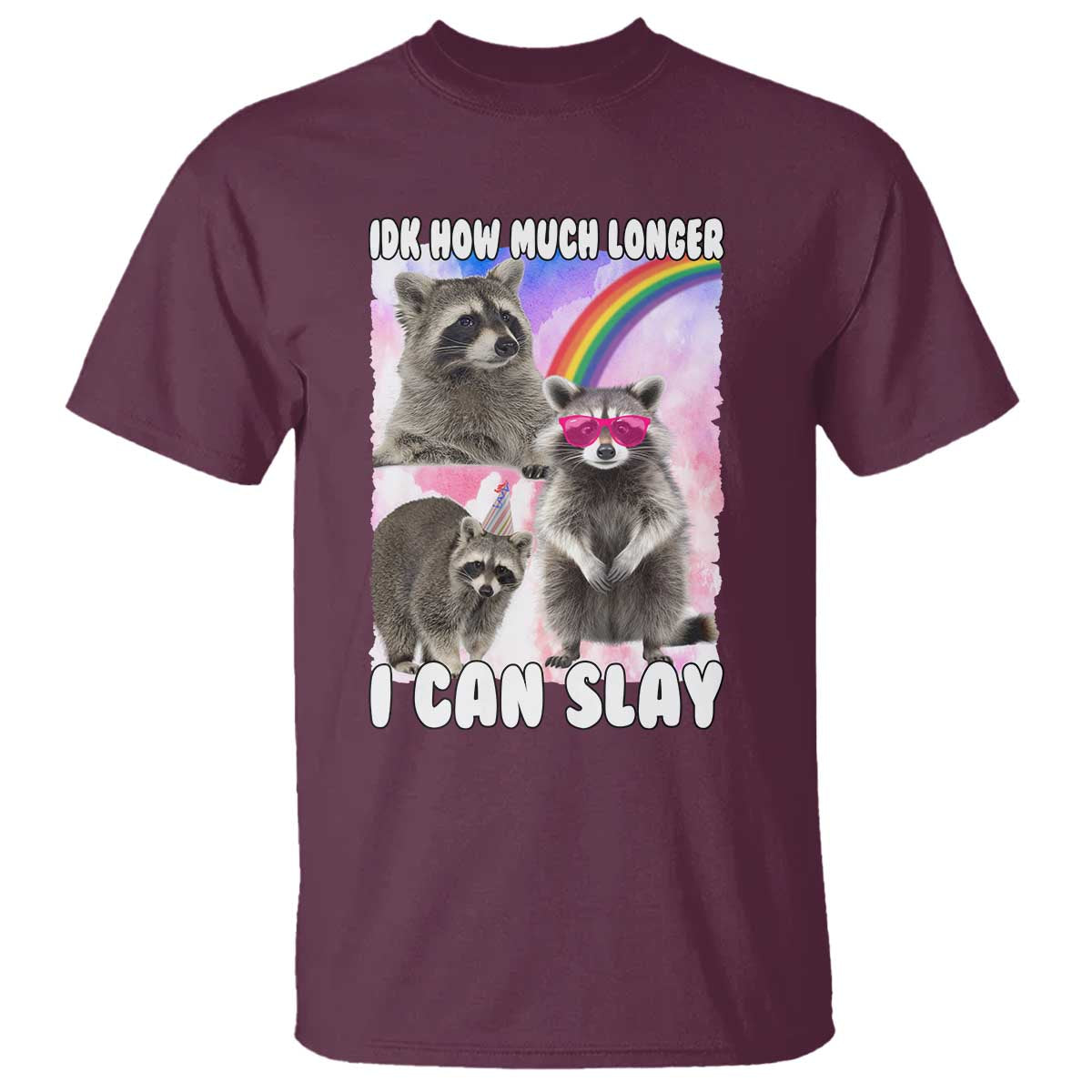 Funny Raccoon Meme T Shirt Idk How Much Longer I Can Slay - Wonder Print Shop