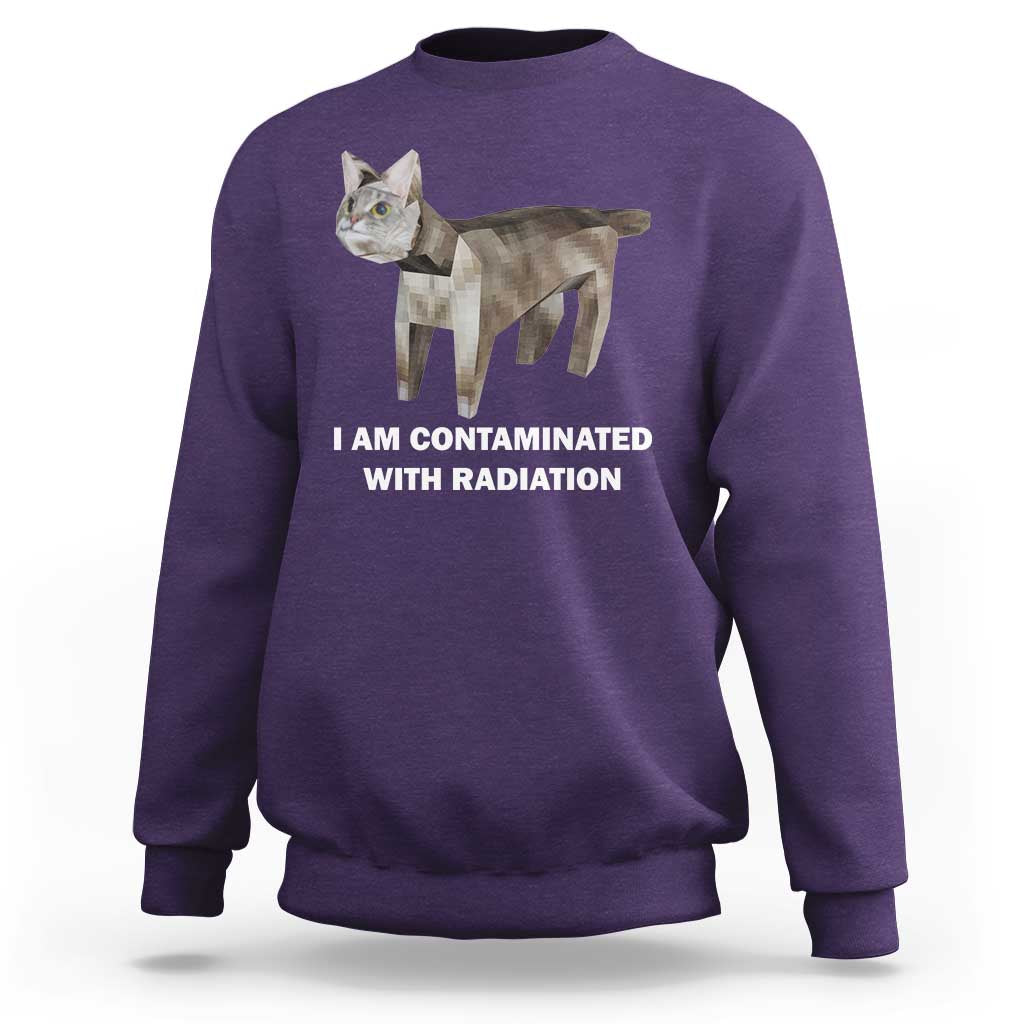 Funny Cat Meme Sweatshirt I Am Contaminated With Radiation Humorous Oddly Specific - Wonder Print Shop