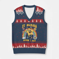 Funny Saying V-Neck Knit Sweater Vest It Burns When I Pee Sarcastic Ironic Meme Nostalgia - Wonder Print Shop