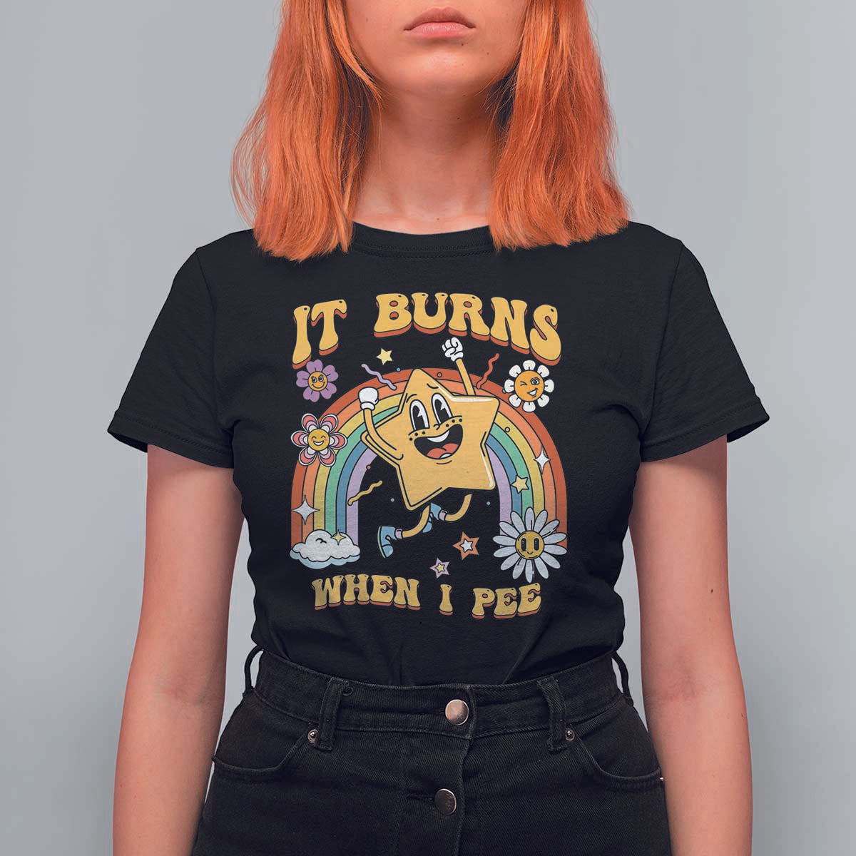 Funny Saying T Shirt For Women It Burns When I Pee Sarcastic Ironic Meme Nostalgia - Wonder Print Shop
