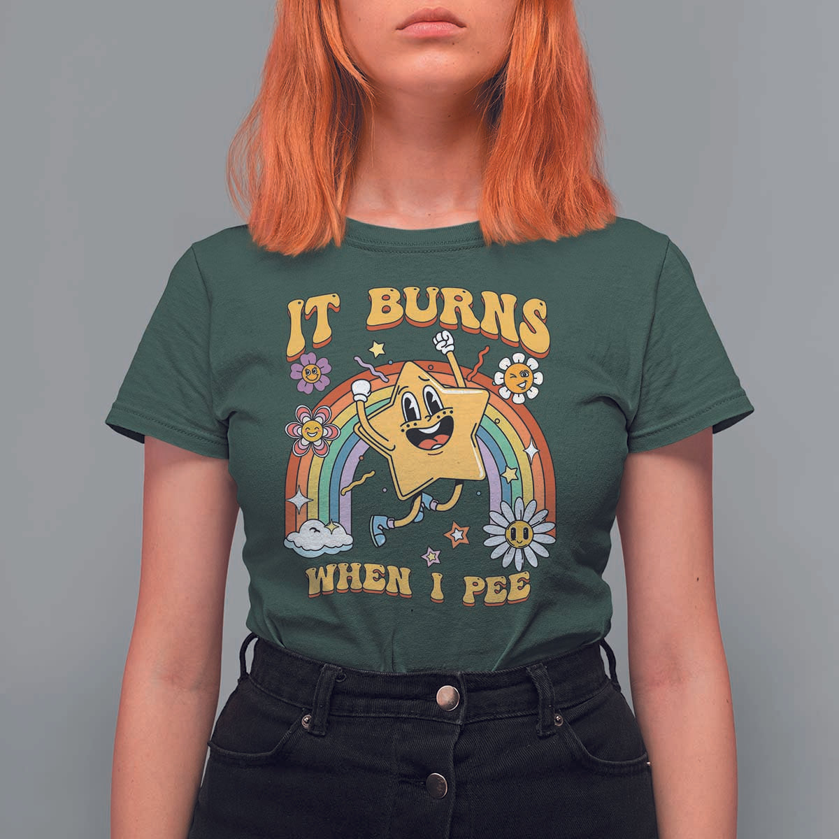 Funny Saying T Shirt For Women It Burns When I Pee Sarcastic Ironic Meme Nostalgia - Wonder Print Shop