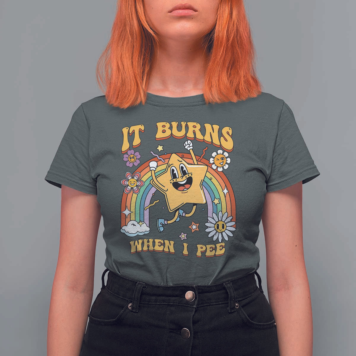 Funny Saying T Shirt For Women It Burns When I Pee Sarcastic Ironic Meme Nostalgia - Wonder Print Shop