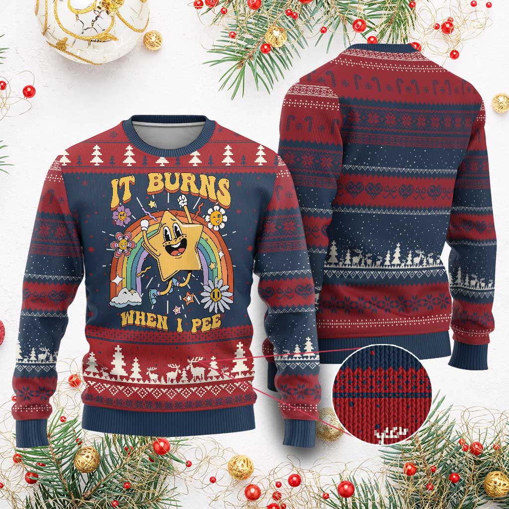 Funny Saying Ugly Christmas Sweater It Burns When I Pee Sarcastic Ironic Meme Nostalgia - Wonder Print Shop