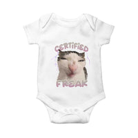 Funny Cat Meme Baby Onesie Certified Freak Eat Cement Cursed Cat