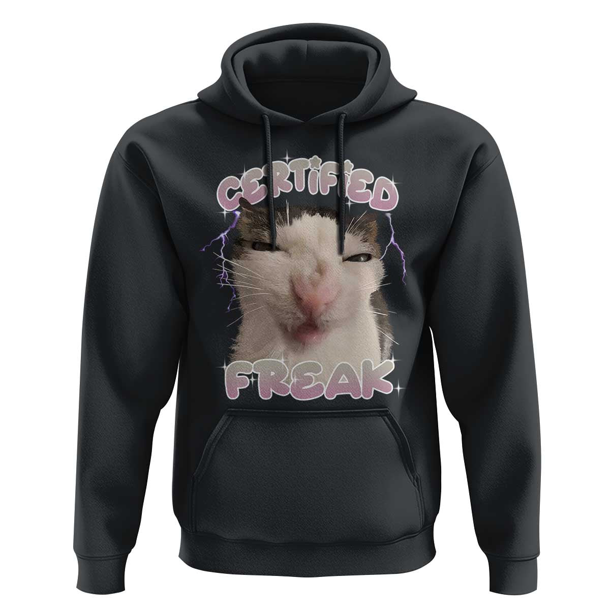 Funny Cat Meme Hoodie Certified Freak Eat Cement Cursed Cat