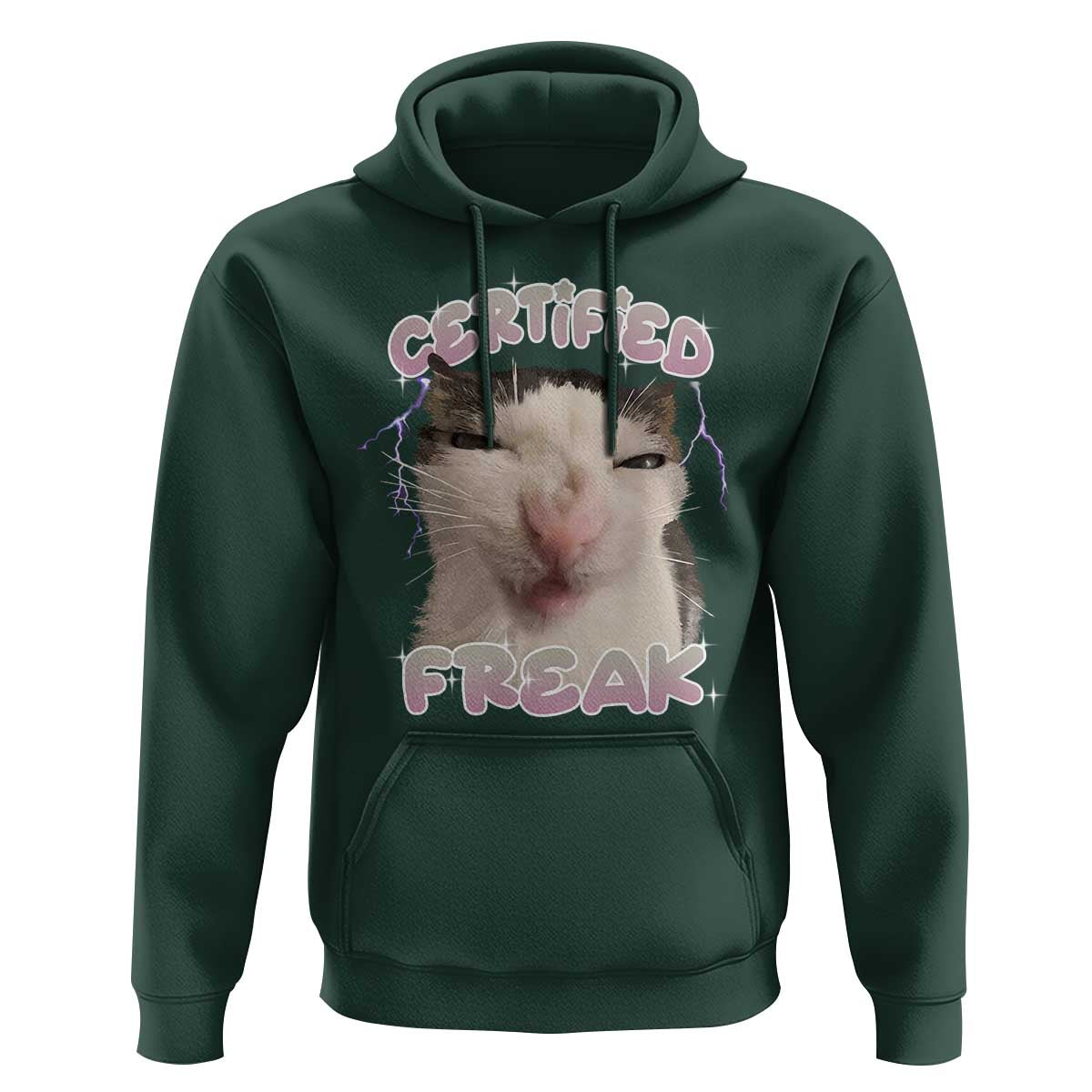 Funny Cat Meme Hoodie Certified Freak Eat Cement Cursed Cat