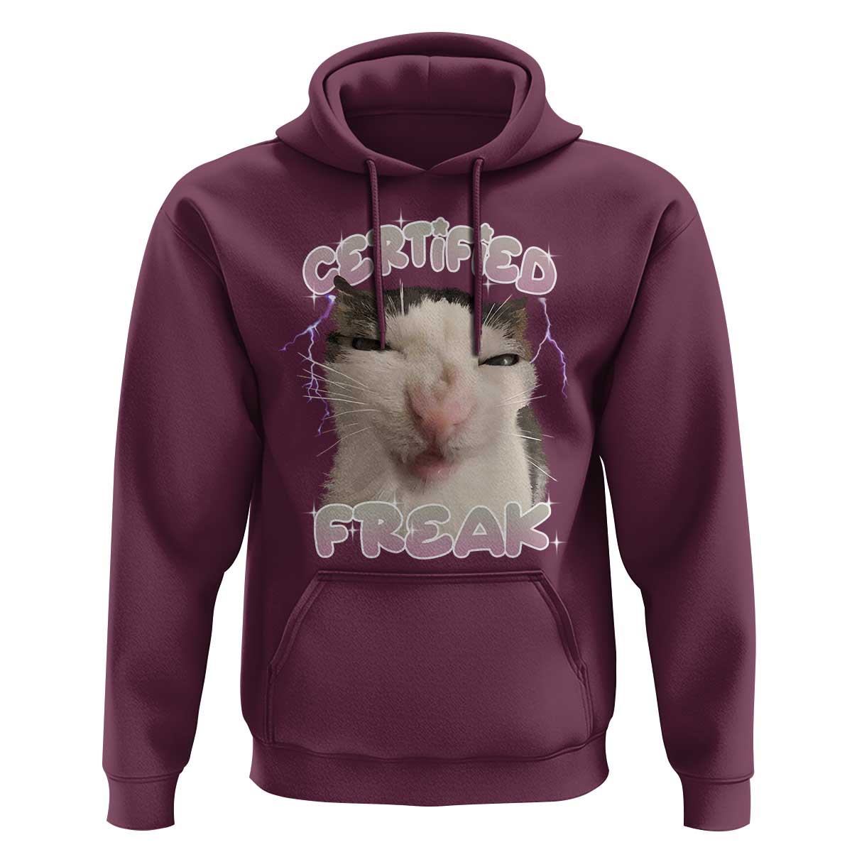 Funny Cat Meme Hoodie Certified Freak Eat Cement Cursed Cat
