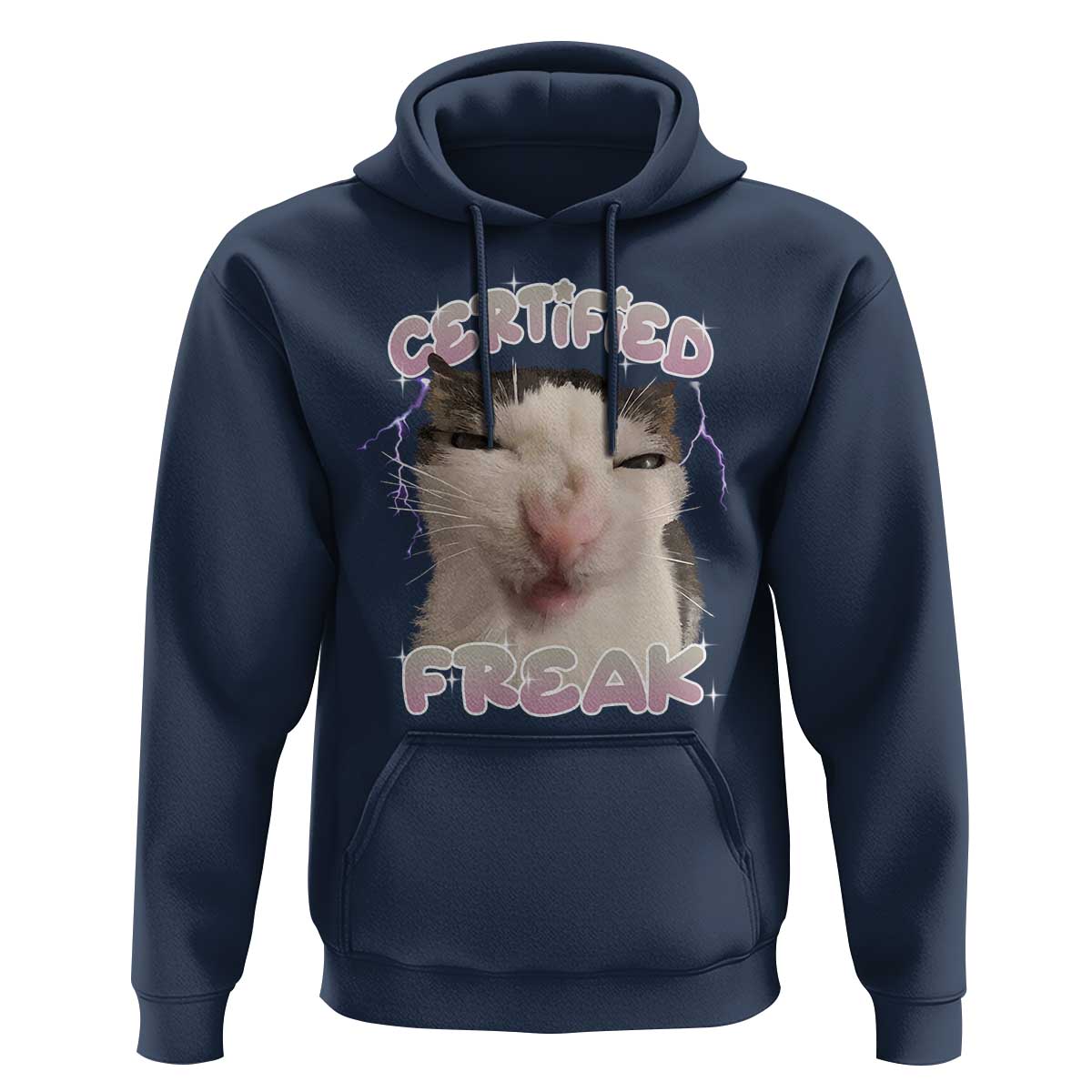 Funny Cat Meme Hoodie Certified Freak Eat Cement Cursed Cat