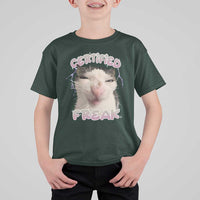Funny Cat Meme T Shirt For Kid Certified Freak Eat Cement Cursed Cat - Wonder Print Shop