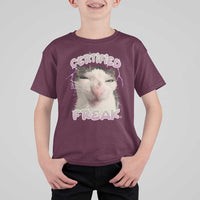 Funny Cat Meme T Shirt For Kid Certified Freak Eat Cement Cursed Cat - Wonder Print Shop