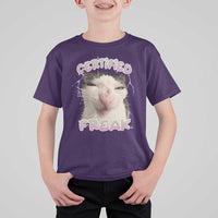 Funny Cat Meme T Shirt For Kid Certified Freak Eat Cement Cursed Cat - Wonder Print Shop