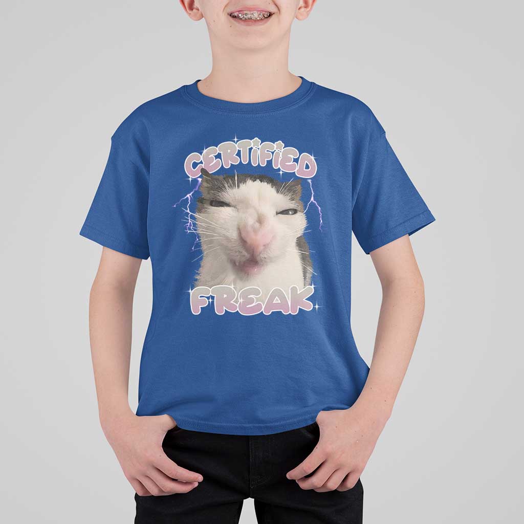 Funny Cat Meme T Shirt For Kid Certified Freak Eat Cement Cursed Cat - Wonder Print Shop