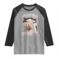 Funny Cat Meme Raglan Shirt Certified Freak Eat Cement Cursed Cat