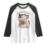 Funny Cat Meme Raglan Shirt Certified Freak Eat Cement Cursed Cat