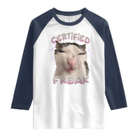 Funny Cat Meme Raglan Shirt Certified Freak Eat Cement Cursed Cat