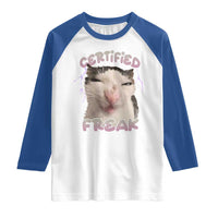 Funny Cat Meme Raglan Shirt Certified Freak Eat Cement Cursed Cat