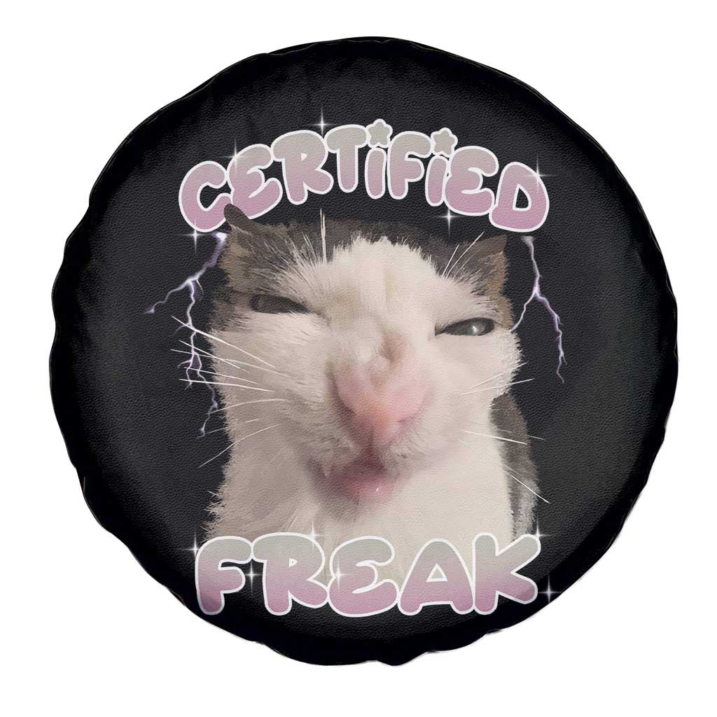 Funny Cat Meme Spare Tire Cover Certified Freak Eat Cement Cursed Cat