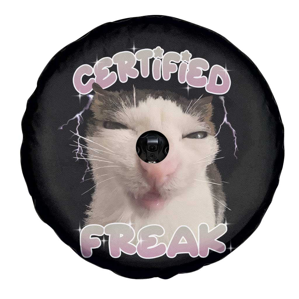 Funny Cat Meme Spare Tire Cover Certified Freak Eat Cement Cursed Cat