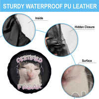 Funny Cat Meme Spare Tire Cover Certified Freak Eat Cement Cursed Cat