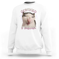 Funny Cat Meme Sweatshirt Certified Freak Eat Cement Cursed Cat - Wonder Print Shop