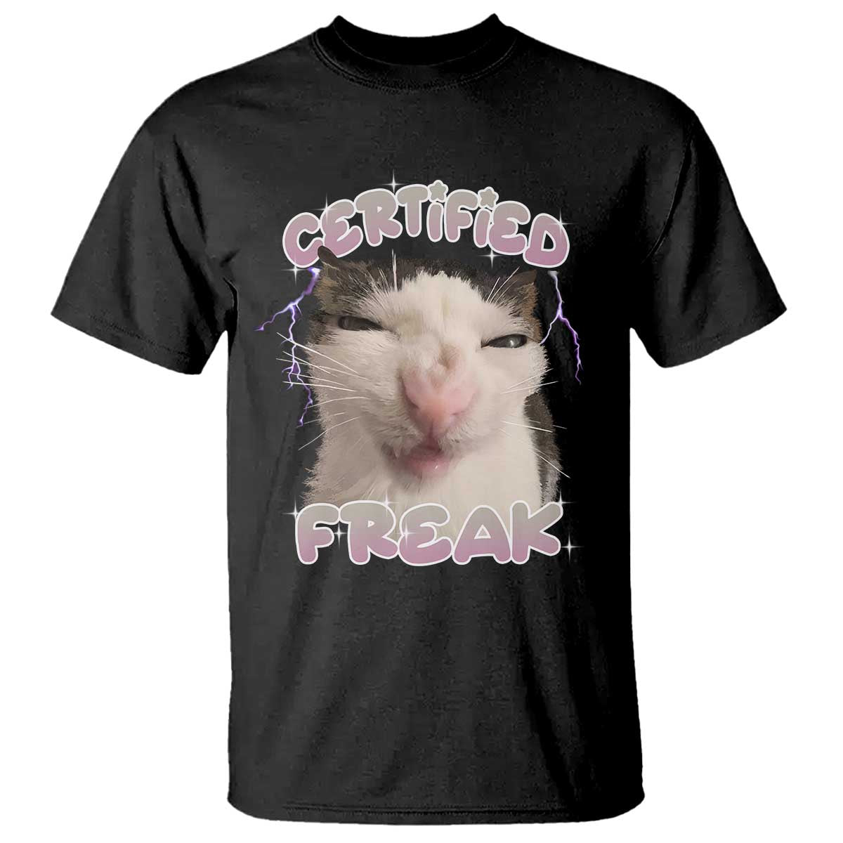 Funny Cat Meme T Shirt Certified Freak Eat Cement Cursed Cat - Wonder Print Shop