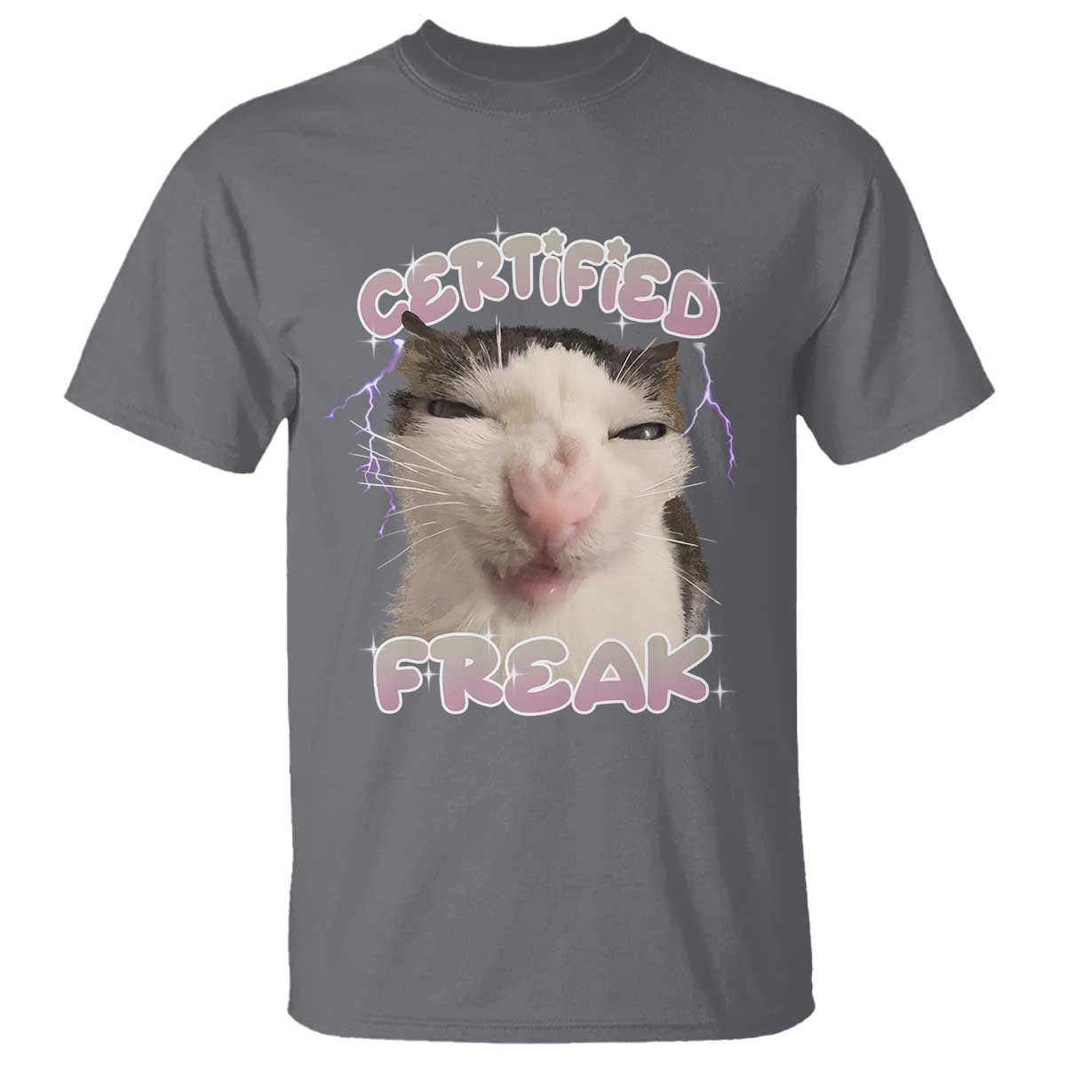 Funny Cat Meme T Shirt Certified Freak Eat Cement Cursed Cat - Wonder Print Shop
