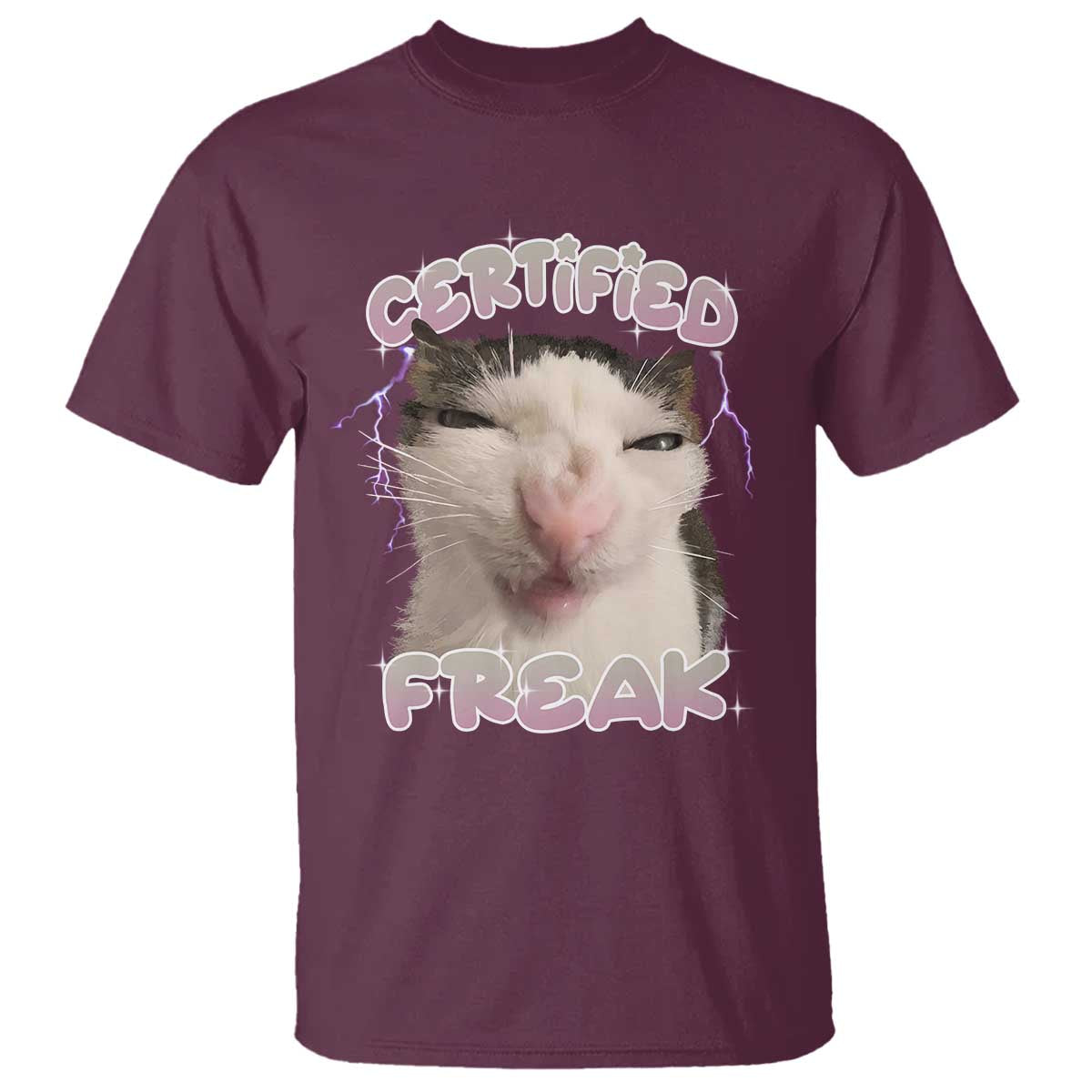 Funny Cat Meme T Shirt Certified Freak Eat Cement Cursed Cat - Wonder Print Shop