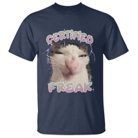 Funny Cat Meme T Shirt Certified Freak Eat Cement Cursed Cat - Wonder Print Shop
