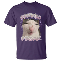 Funny Cat Meme T Shirt Certified Freak Eat Cement Cursed Cat - Wonder Print Shop