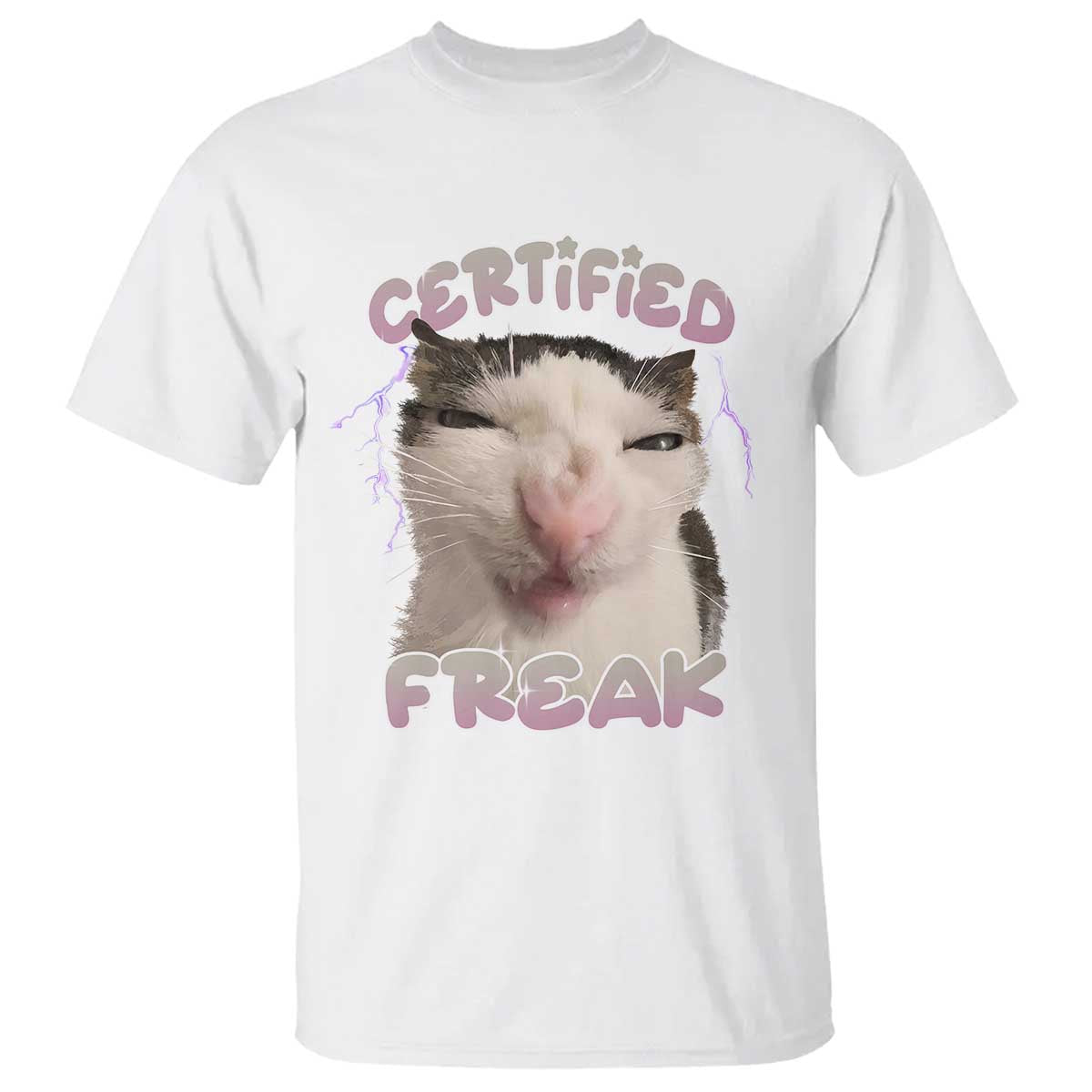 Funny Cat Meme T Shirt Certified Freak Eat Cement Cursed Cat - Wonder Print Shop
