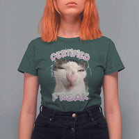 Funny Cat Meme T Shirt For Women Certified Freak Eat Cement Cursed Cat - Wonder Print Shop