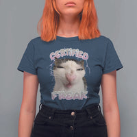 Funny Cat Meme T Shirt For Women Certified Freak Eat Cement Cursed Cat - Wonder Print Shop