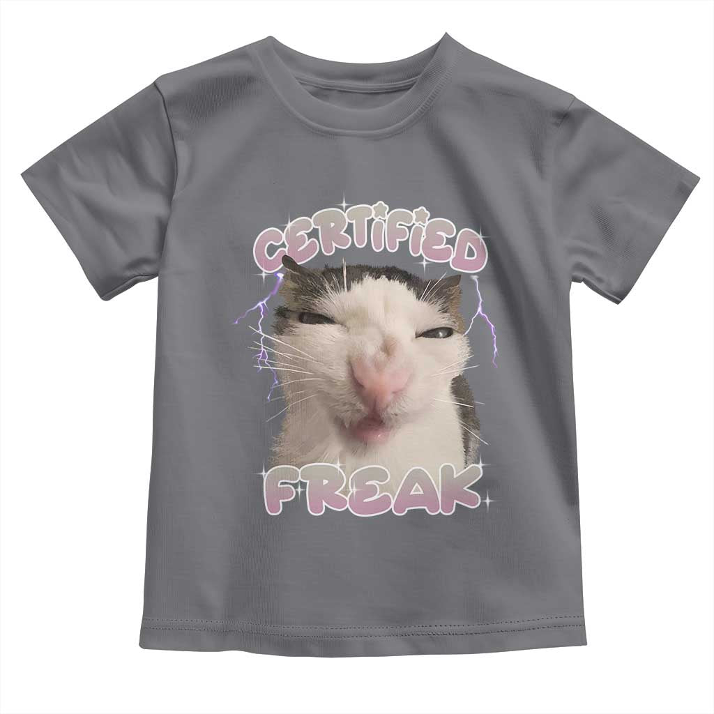 Funny Cat Meme Toddler T Shirt Certified Freak Eat Cement Cursed Cat