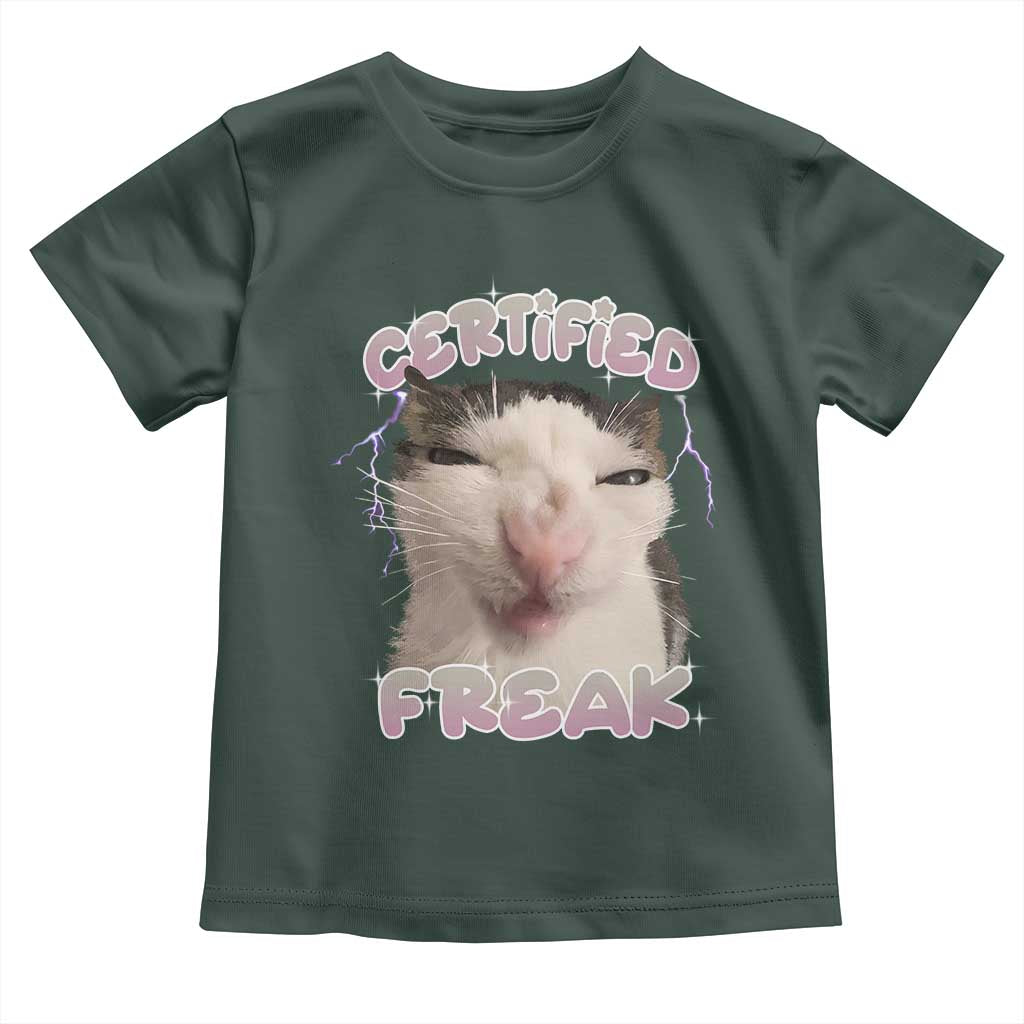 Funny Cat Meme Toddler T Shirt Certified Freak Eat Cement Cursed Cat