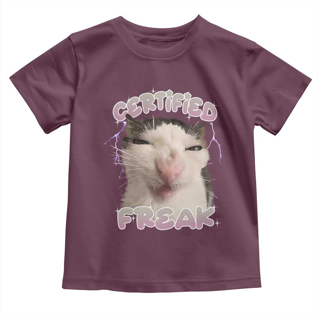 Funny Cat Meme Toddler T Shirt Certified Freak Eat Cement Cursed Cat