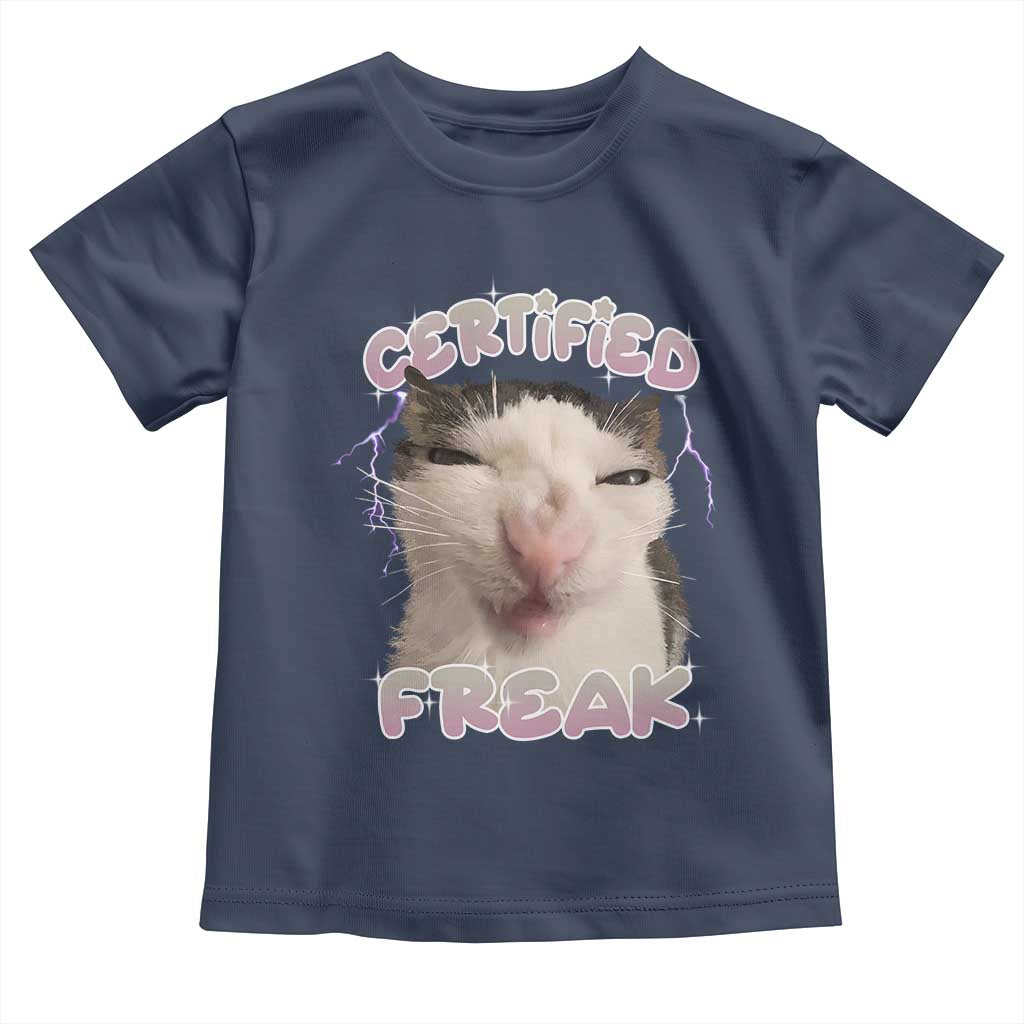 Funny Cat Meme Toddler T Shirt Certified Freak Eat Cement Cursed Cat