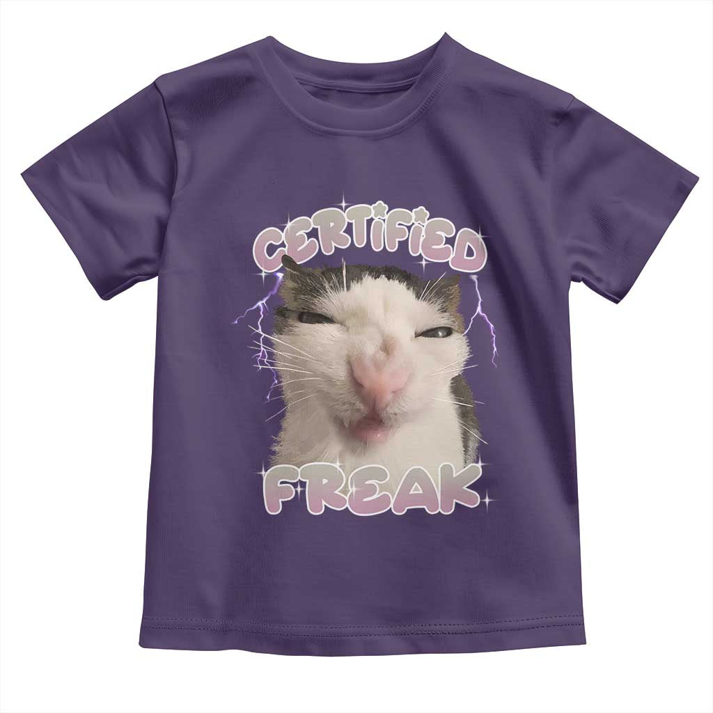 Funny Cat Meme Toddler T Shirt Certified Freak Eat Cement Cursed Cat