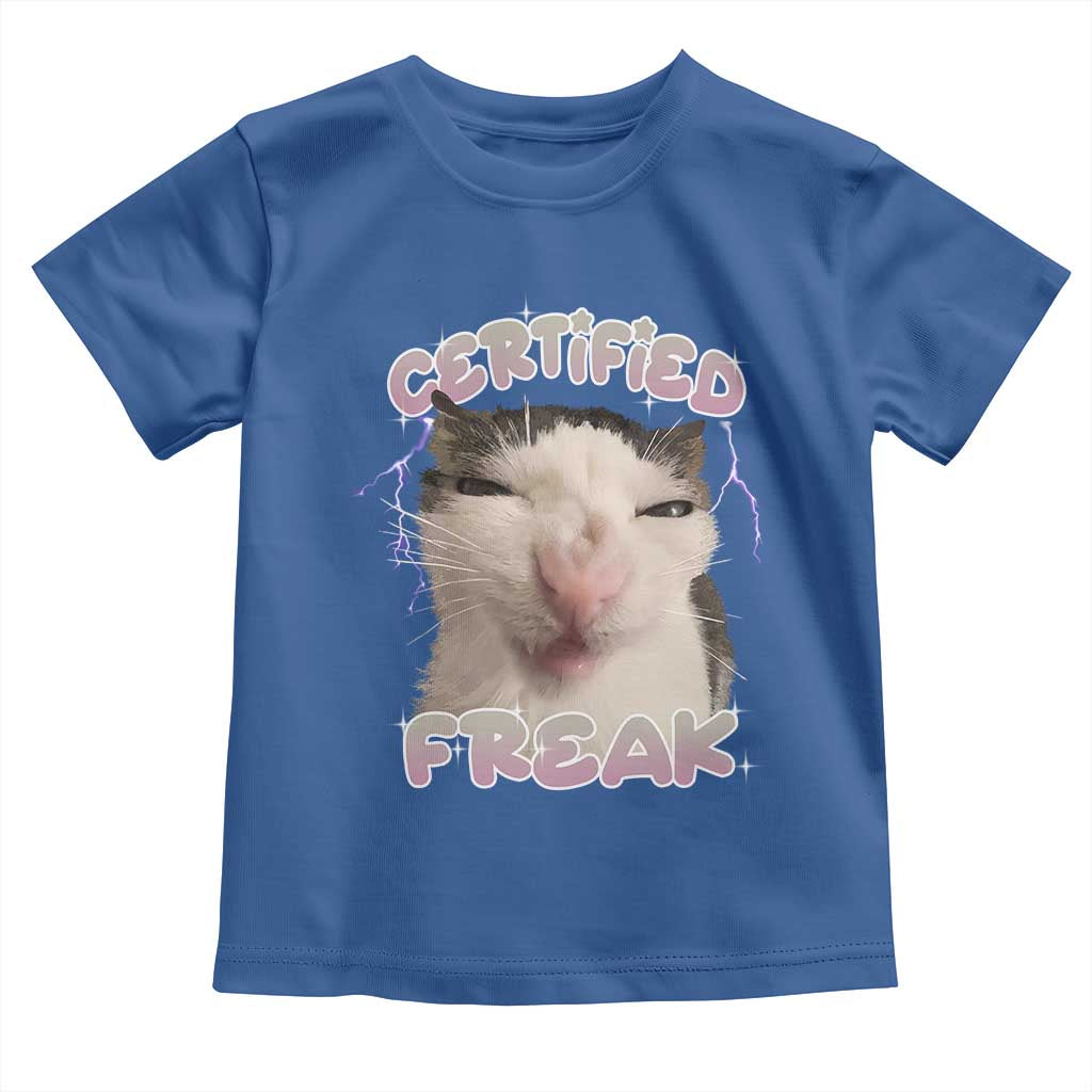 Funny Cat Meme Toddler T Shirt Certified Freak Eat Cement Cursed Cat
