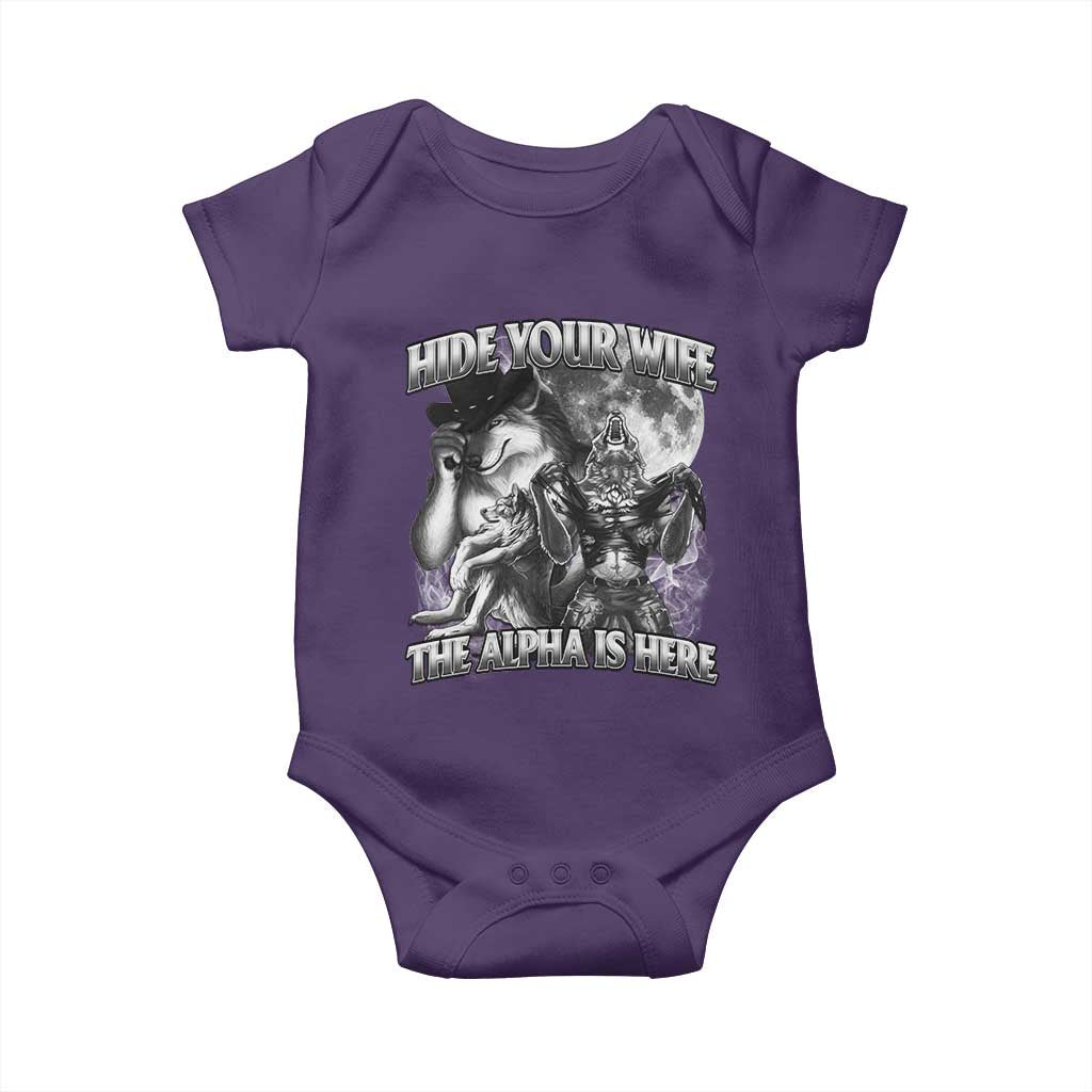 Funny Alpha Wolf Meme Baby Onesie Hide Your Wife The Alpha Is Here Humorous Cringe