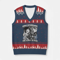 Funny Alpha Wolf Meme V-Neck Knit Sweater Vest Hide Your Wife The Alpha Is Here Humorous Cringe - Wonder Print Shop