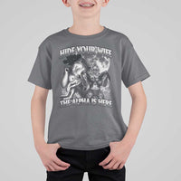 Funny Alpha Wolf Meme T Shirt For Kid Hide Your Wife The Alpha Is Here Humorous Cringe - Wonder Print Shop