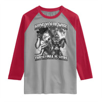 Funny Alpha Wolf Meme Raglan Shirt Hide Your Wife The Alpha Is Here Humorous Cringe