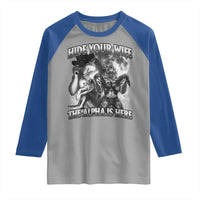 Funny Alpha Wolf Meme Raglan Shirt Hide Your Wife The Alpha Is Here Humorous Cringe