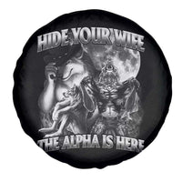 Funny Alpha Wolf Meme Spare Tire Cover Hide Your Wife The Alpha Is Here Humorous Cringe
