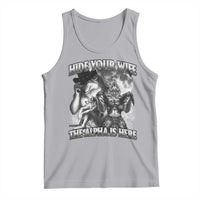 Funny Alpha Wolf Meme Tank Top Hide Your Wife The Alpha Is Here Humorous Cringe