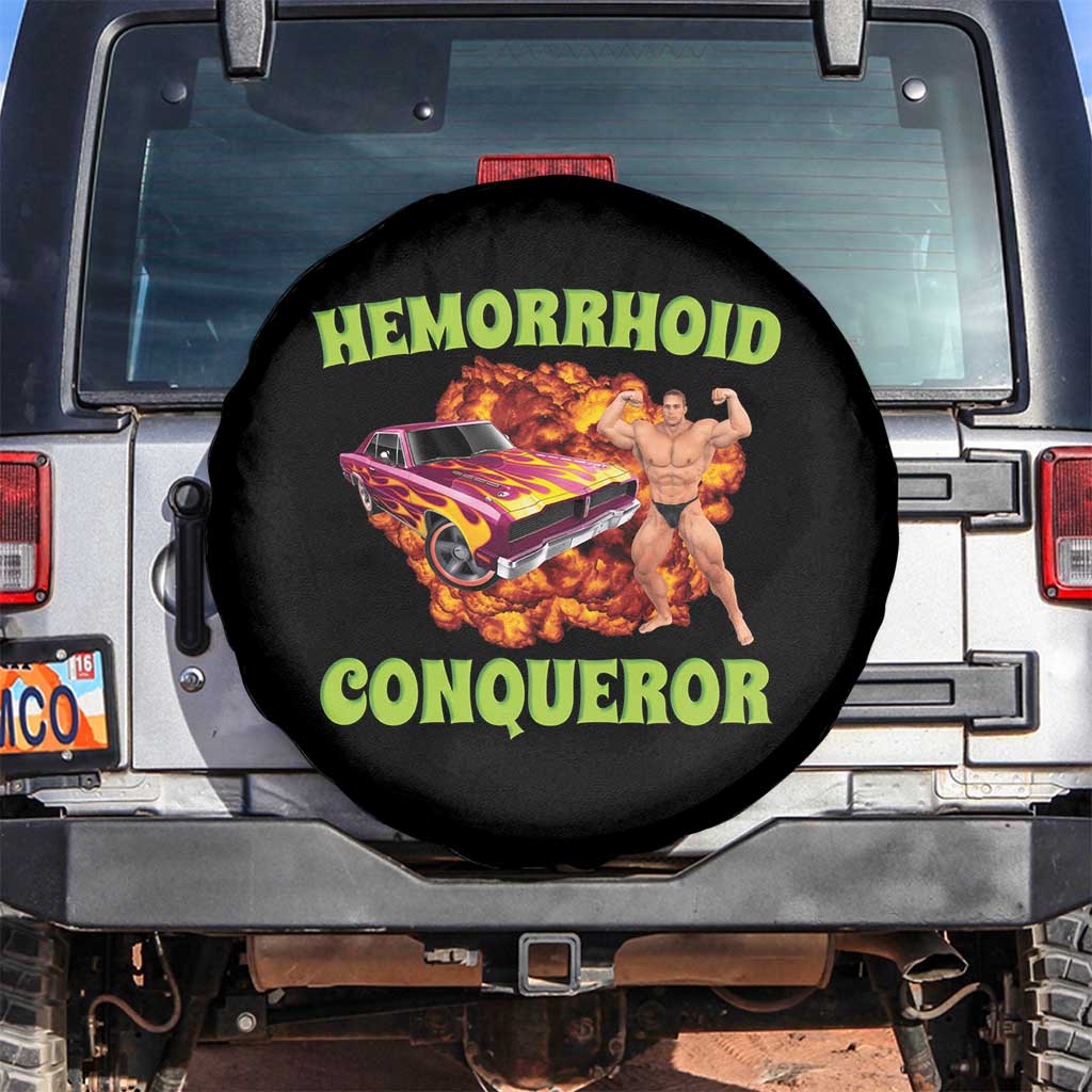 Hemorrhoid Conqueror Spare Tire Cover Funny Oddly Specific Dank Meme Absurd Muscle Car