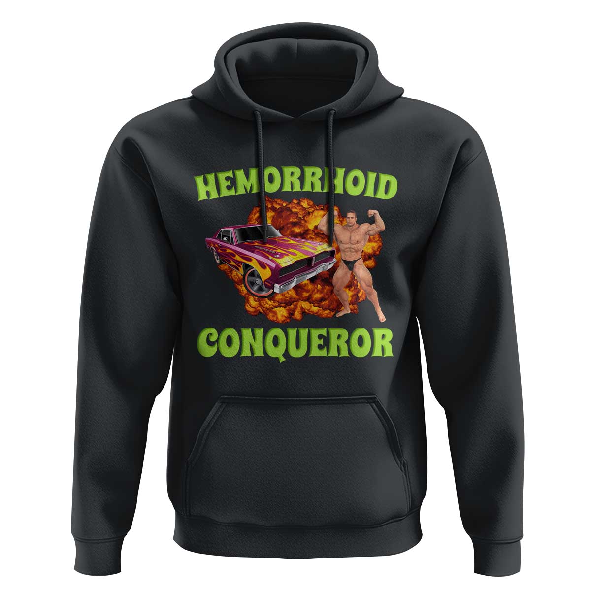 Hemorrhoid Conqueror Hoodie Funny Oddly Specific Dank Meme Absurd Muscle Car