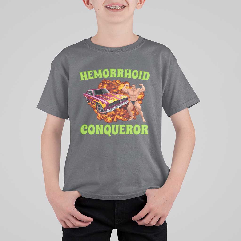 Hemorrhoid Conqueror T Shirt For Kid Funny Oddly Specific Dank Meme Absurd Muscle Car