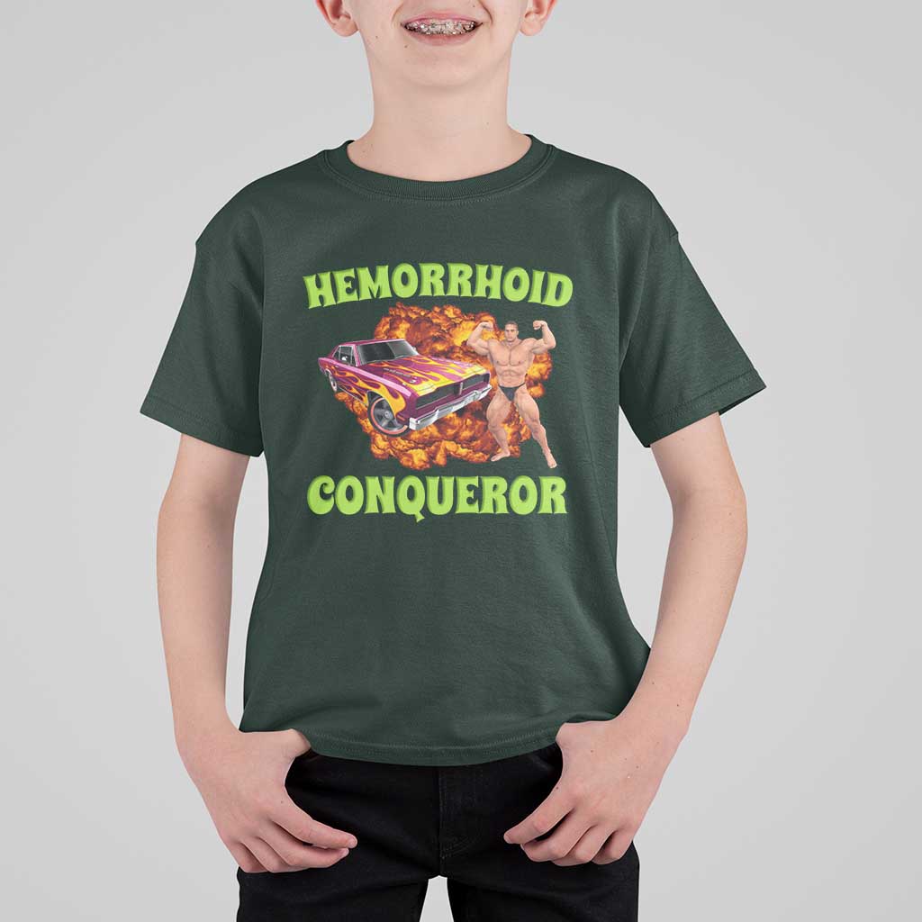 Hemorrhoid Conqueror T Shirt For Kid Funny Oddly Specific Dank Meme Absurd Muscle Car