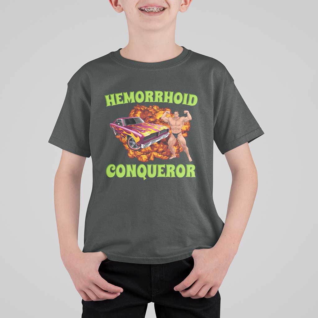 Hemorrhoid Conqueror T Shirt For Kid Funny Oddly Specific Dank Meme Absurd Muscle Car